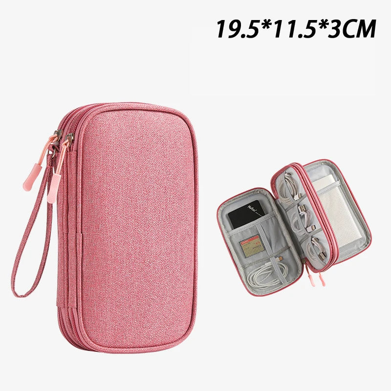 USB Charger Travel Organizer Bag – Mesh-Lined Portable Case for Cables, Adapters & Power Banks, Keeps Tech Gear Tidy