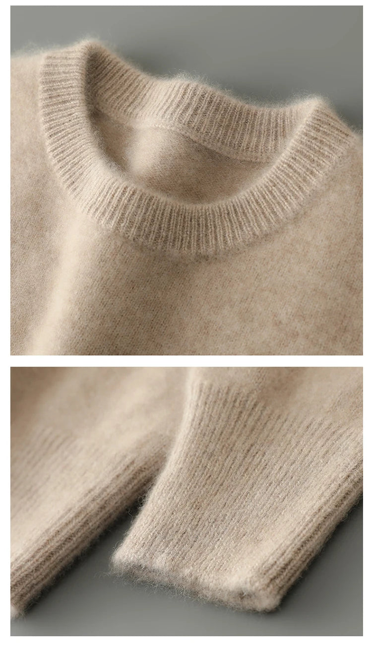 100% Australian Wool Knitted Men's O-Neck Sweater, Casual Business, Spring and Autumn Men's Long-Sleeved Pullover New Sweater