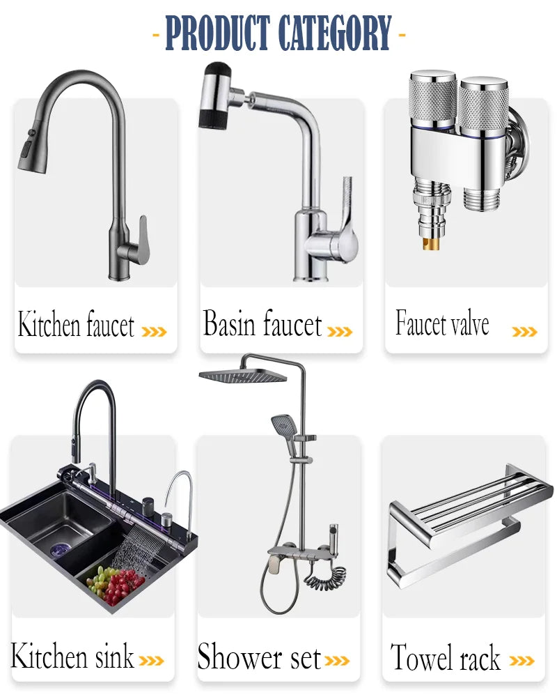 China Factory Kitchenroom Sink Multifunction Modern Smart Waterfall Stainless Steel Sink Kitchen Kitchen Sinks with 4function