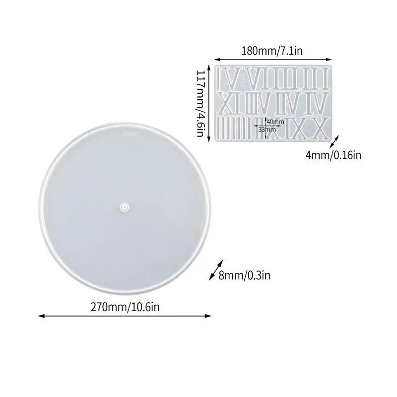Round Clock Epoxy Resin Silicone Mold Arabic Roman Numbers Flower Leaf Clock Mould Wall Decor DIY Resin Crafts Casting Mold
