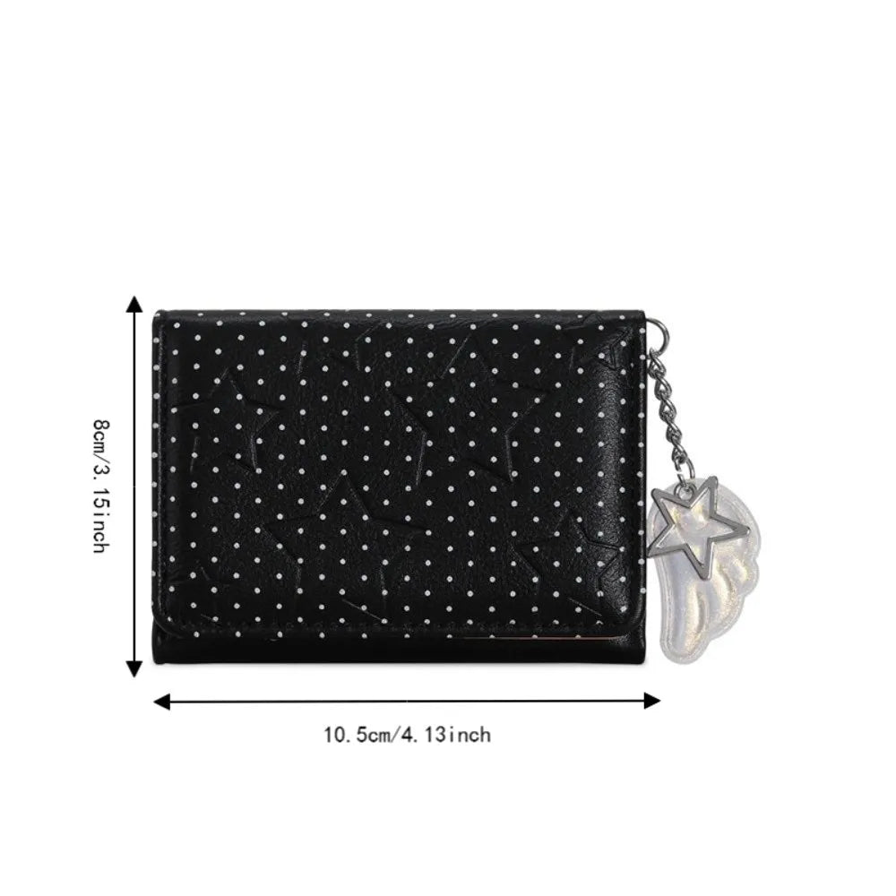 Fashion Y2K Tri-fold Wallet Wing Pendant Star Dot Coin Purse Zipper Clouse Multicolor Women's Wallet for Students