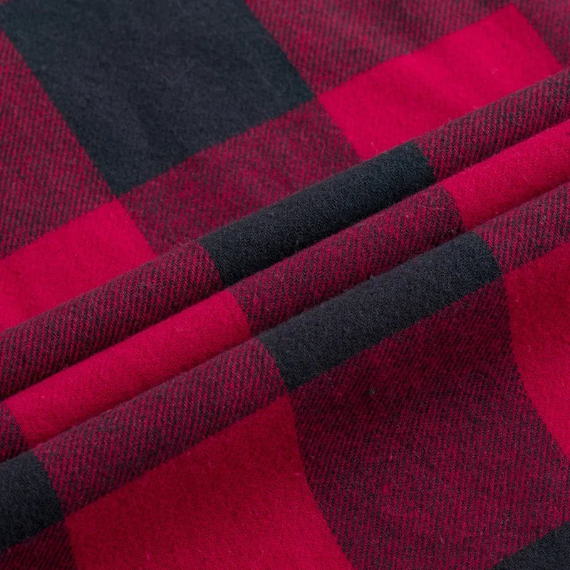 2026 100% Cotton New Male Casual Long Sleeve Warm Man Clothes Flannel Plaid Shirt Men Plus Size 3XL 4XL