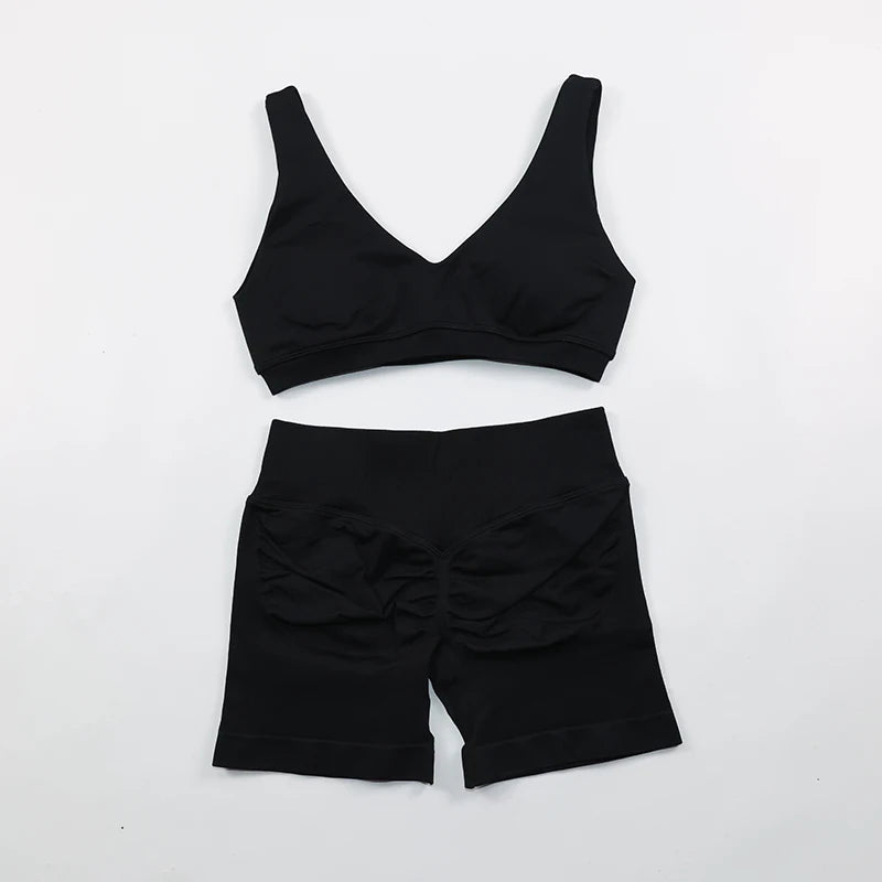 2 Piece Sets Women Outfit Longline Short Sleeve Gym Crop Top High Waist Workout Shorts Sports Suit Fitness Clothes Yoga Set