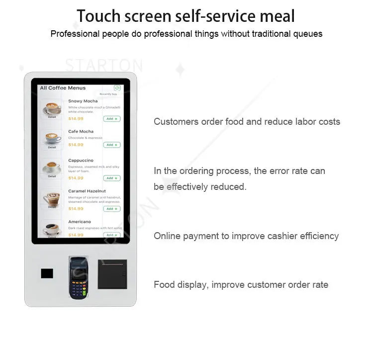 32inch Android Restaurant Menu Kiosks Self Service Ordering Bill Store Terminal Printer Pos Payment Banking Bakery Kiosk Machine