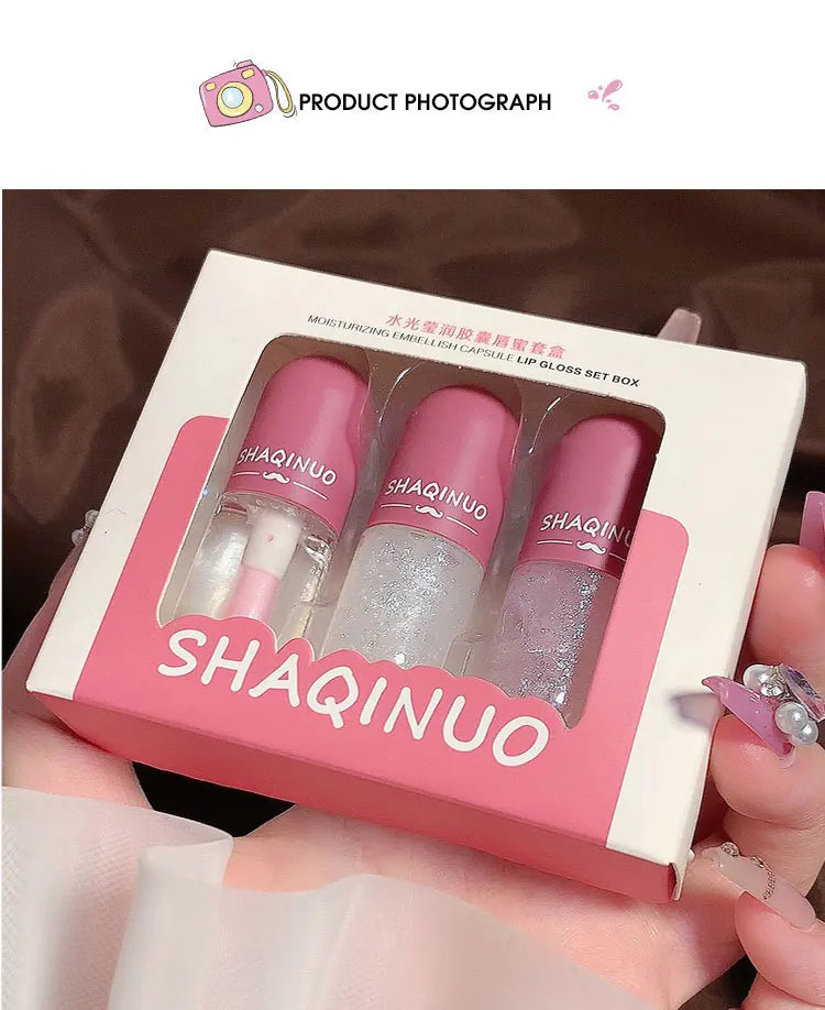 Shuiguang capsule lip honey kit moisturizes and moisturizes the mirror surface sparkling colorless transparent glass lip oil