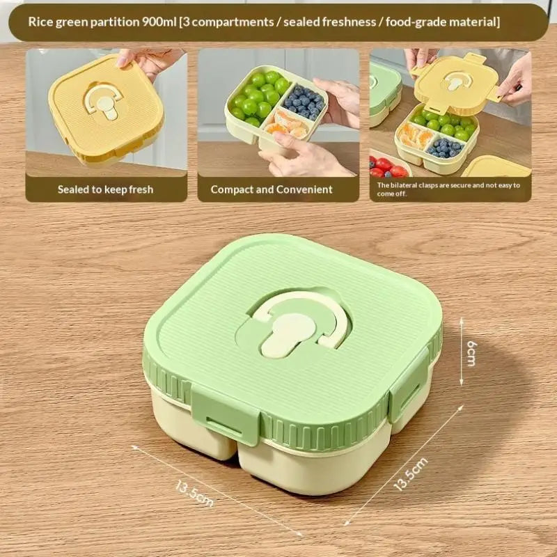 Portable Plastic Lunch Box With Compartment Microwave Safe Fruit Salad Lunch Container Kid Student Leak-proof Bento Box