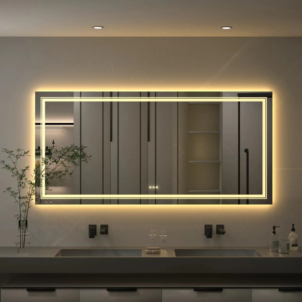 LUVODI 180cm Extra Large Wall Mounted Vanity Dressing Mirror Anti-Fog Dimmable Backlit with 3 Lighting Settings for Makeup And Shaving Horizontal/Vertical