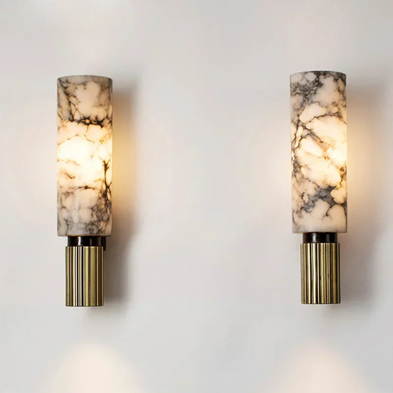 Luxury Natural Marble Wall Lamp Modern Black Cuboid Natural Stone Wall light Foyer Villa Aisle Corridor Bedroom Decoration Light