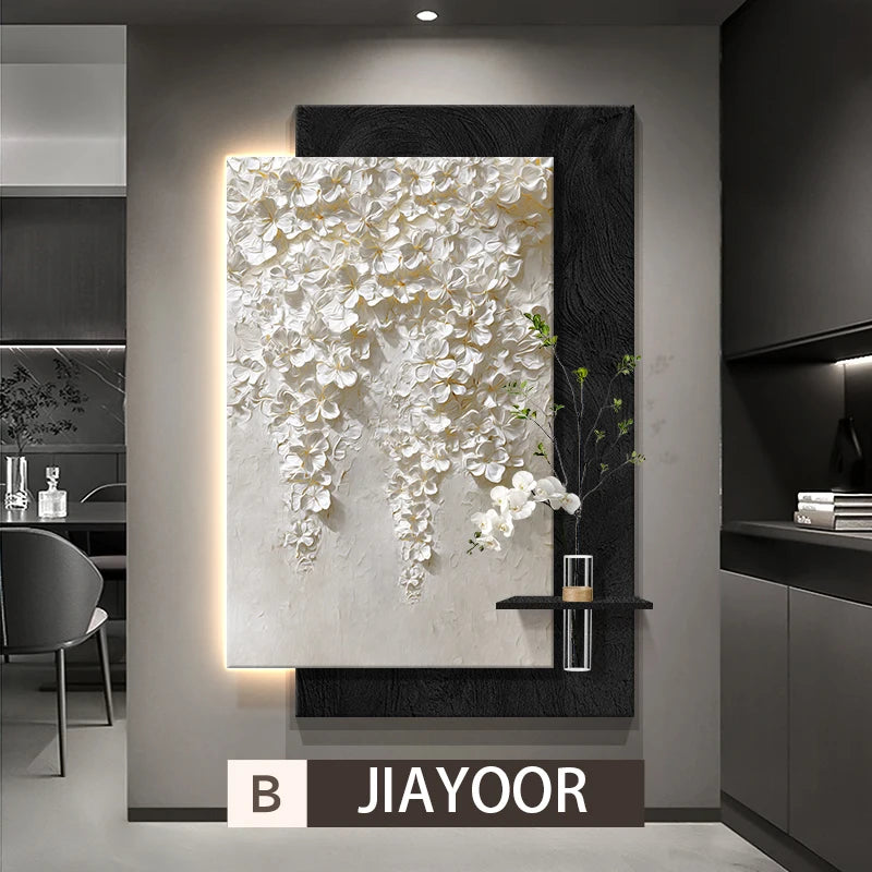 Led Light Hydroponic Green Plants Entrance Door Decoration High-end Feeling Corridor Hanging Flower Wall Lamp Painting