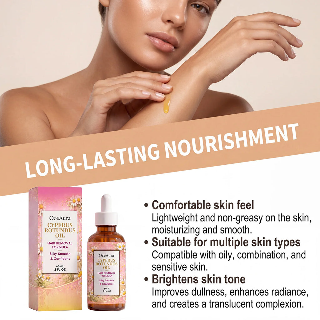 OceAura Cyperus Rotundus Oil Hair Removal Minimizing Oil After Shave Smoothing Hydrating Body Care Armpit Leg Arm 60ml