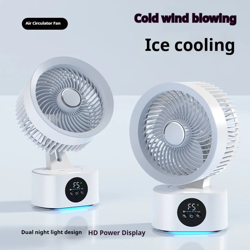 HOMEFISH USB Rechargeable Wall‑mounted Fan Foldable Swivel Portable Fan Built‑in Night Light Household Air Cooling Fan