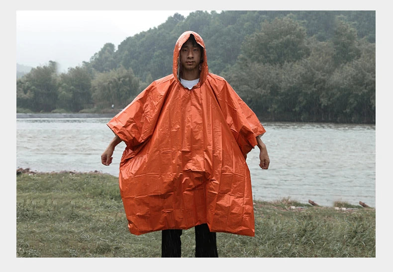 Emergency Raincoat Poncho Waterproof Rainwear Blanket Survival Camping Equipment Cold Insulation Rainwear Camping Equipment
