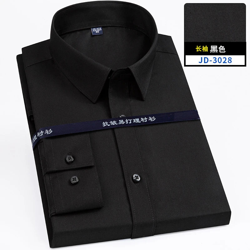 4XL 5XL 6XL 7XL 8XL Bamboo Fiber Plaid Shirt Striped Blue Casual Business Longsleeve Shirt for Men Streetwear Slim Fit Shirt Men
