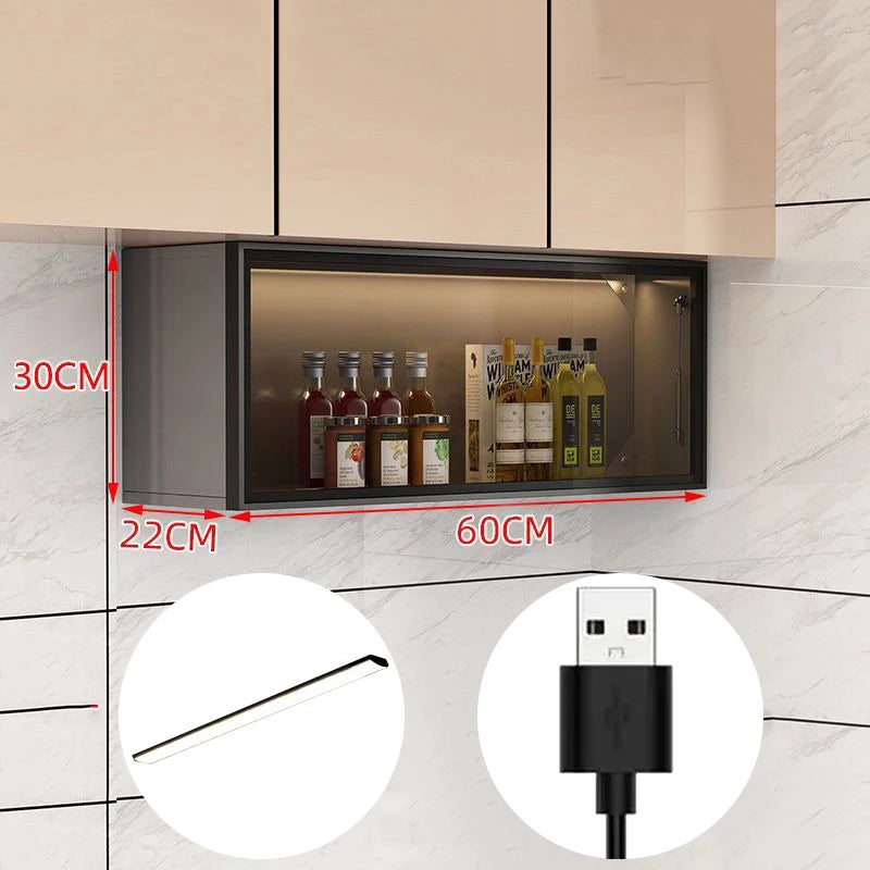 Kitchen Accessories Organizer Wall Mounted Kitchen Racks Modern Floating Cupboards Storage Organizers Suspended Storage Shelf