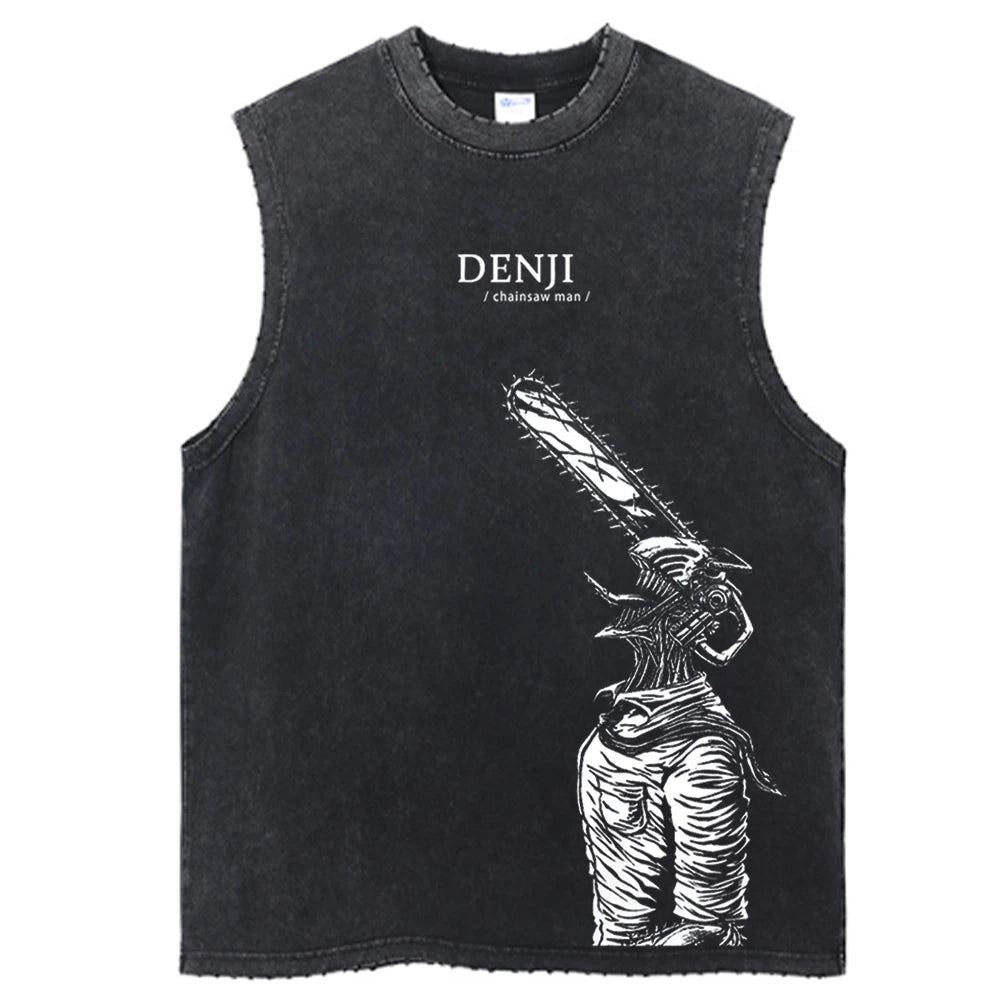 Hip Hop T-Shirt Anime Printed Streetwear Short Sleeve Vintage Japanese Graphic TShirt Men Harajuku Casual Loose Washed Tees