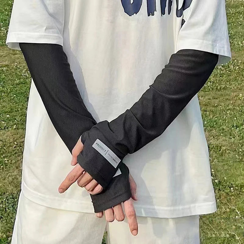 Ice Sleeves for Men's Woman Sun Protection Japanese Summer Outdoor UV Protection Loose Arm Sleeves Driving Outdoor Gloves