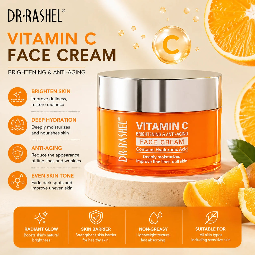 DR.RASHEL Vitamin C Series Creams Refreshing Non-Greasy Day Cream With Sun Protection Comprehensive Care And All Skin Needs 50g