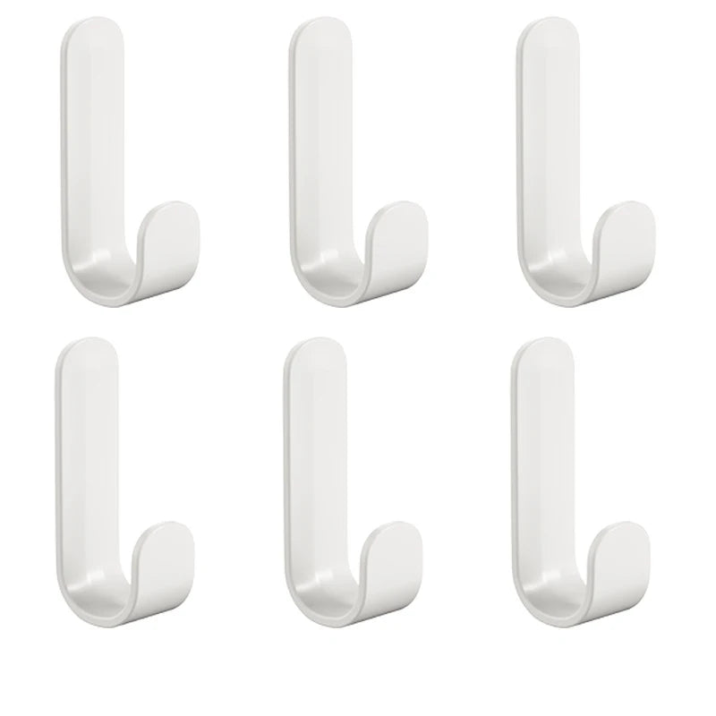 6Pcs Strong Self-Adhesive J-hook Waterproof Adhesive Hanging,Bathroom Towel Key Kitchen