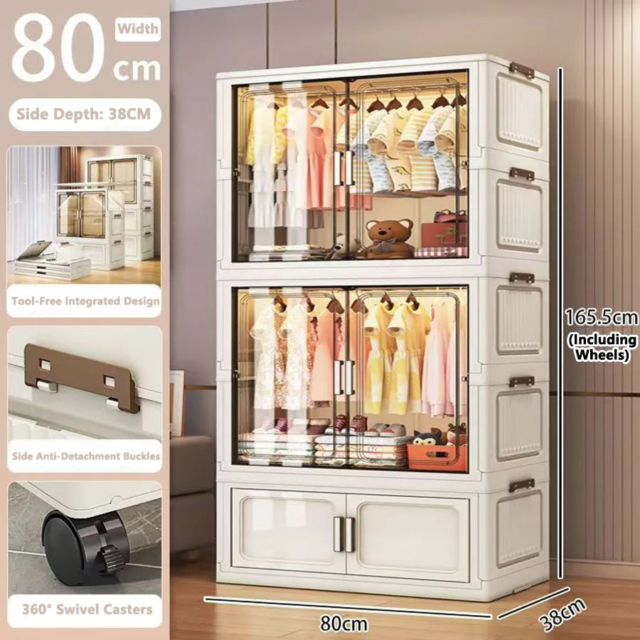 Folding Storage Cabinet Wall Mounted Foldable Locker Compact Organizer for Home Office Space Saving Design