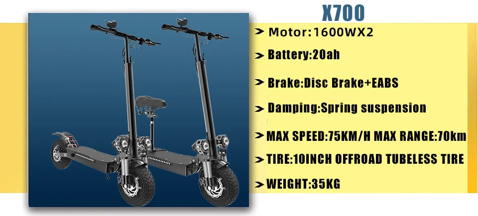Single/Dual Motor Electric Scooter for Adults Max Speed 85km/h 500-6000W 30-100KM Range Foldable E-Scooter 10inch 11inch Tire
