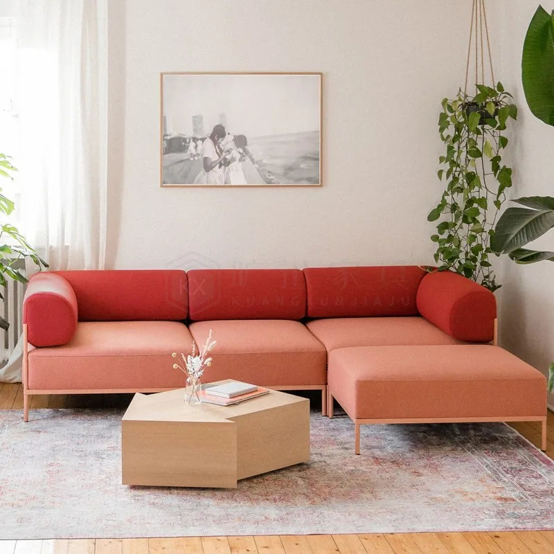 F1 minimalist small apartment metal fabric light luxury modern living room exhibition hall complete sofa