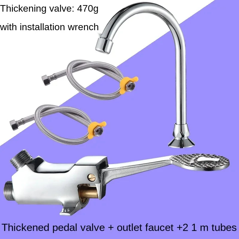 Foot-operated Faucet Brass Hospital Laboratory Food Factory Basin Foot Valve Single Cold Foot Faucet  Kichen  Water Faucet