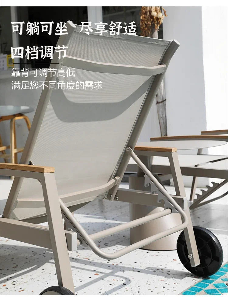 TQH-c13  Outdoor Courtyard Lying Pool Beach Leisure Lounger Waterproof and Sunscreen Hotel B & B Terrace Lying Bed Coffee Table