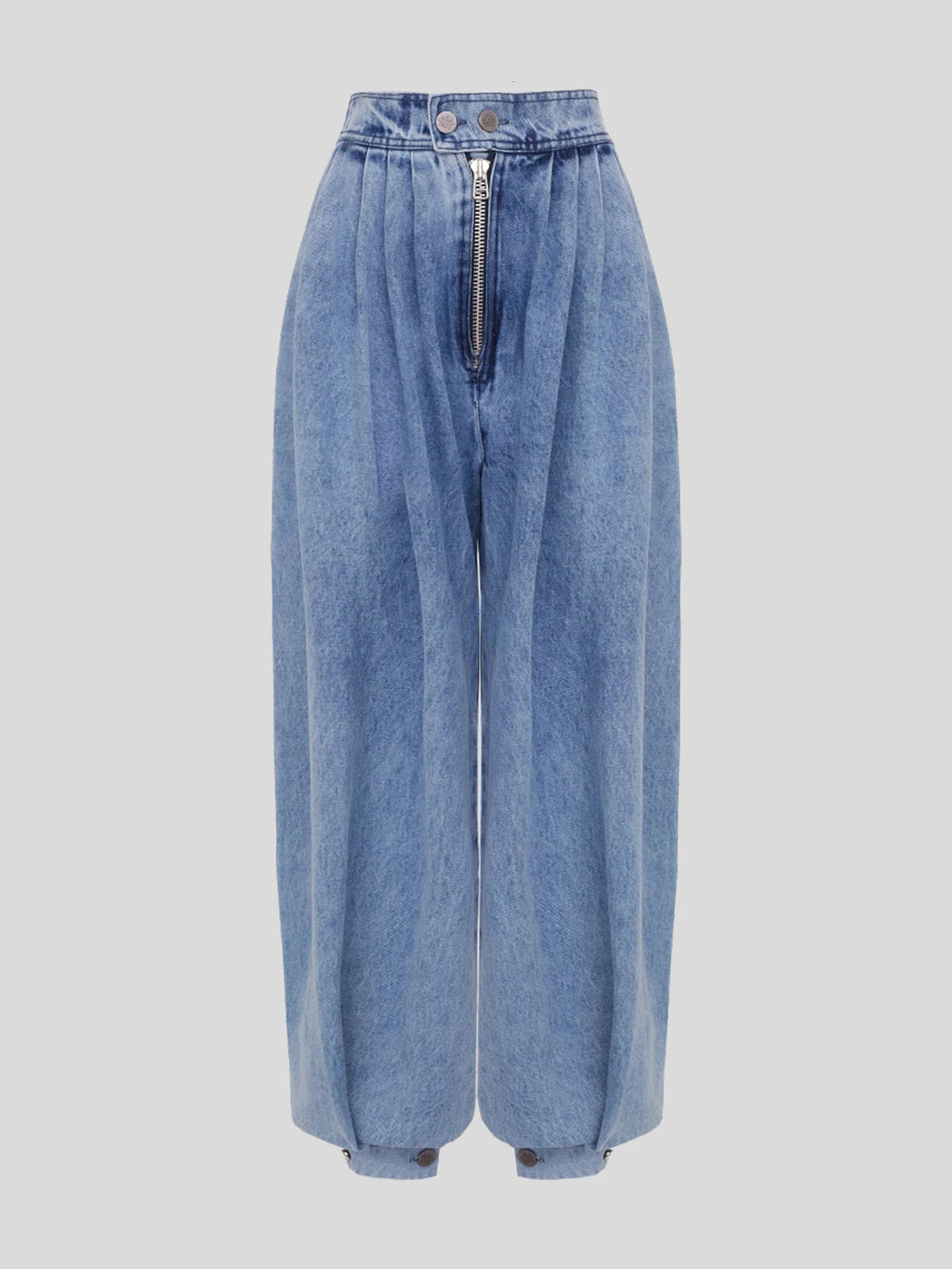 Women's Casual Washed Denim Harem Pants High Waist Zipper Loose Trousers Streetwear Y2K Oversized Vintage Balloon Pants Jeans