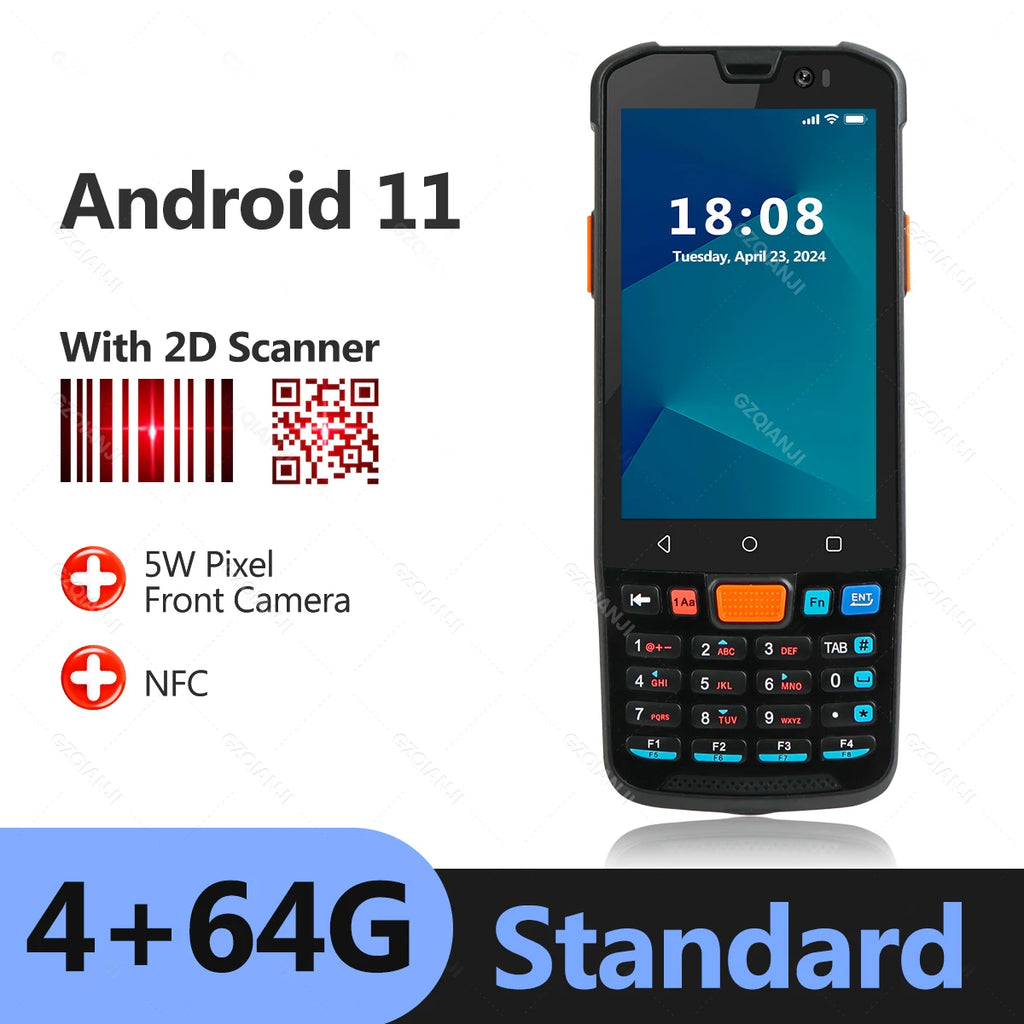 4G Android 11/14 PDA Handheld Terminal Data Collector with 1D Barcode 2D QR Scanner NFC WiFi Bluetooth 3G+32G/4G+64G RAM+ROM