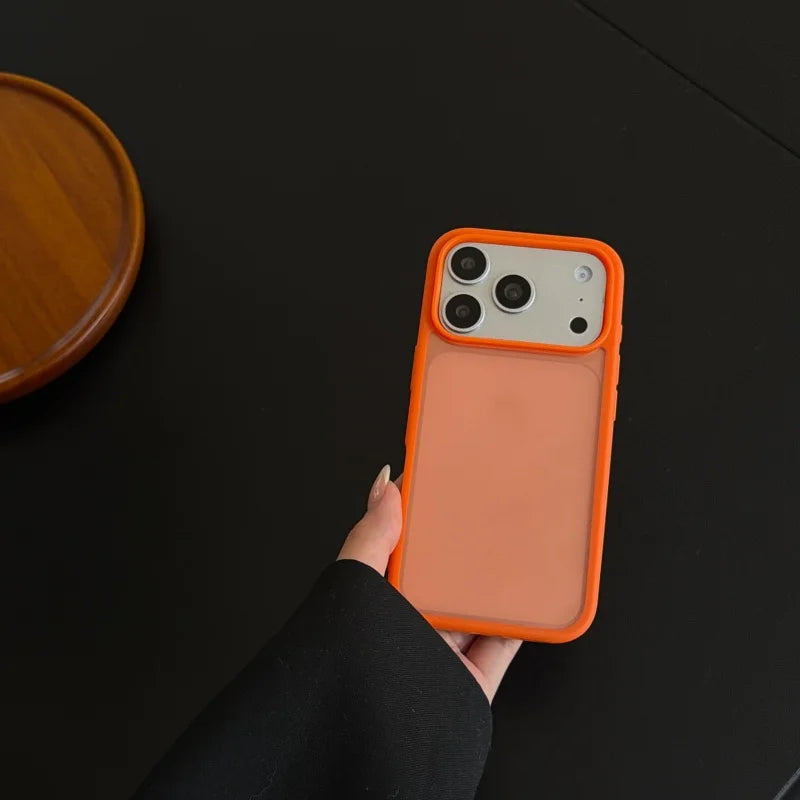Original Translucent Glossy Matte Texture Case For iPhone 17 16 15 14 13 Pro Max Business Simple Armor Shockproof Hybrid Cover