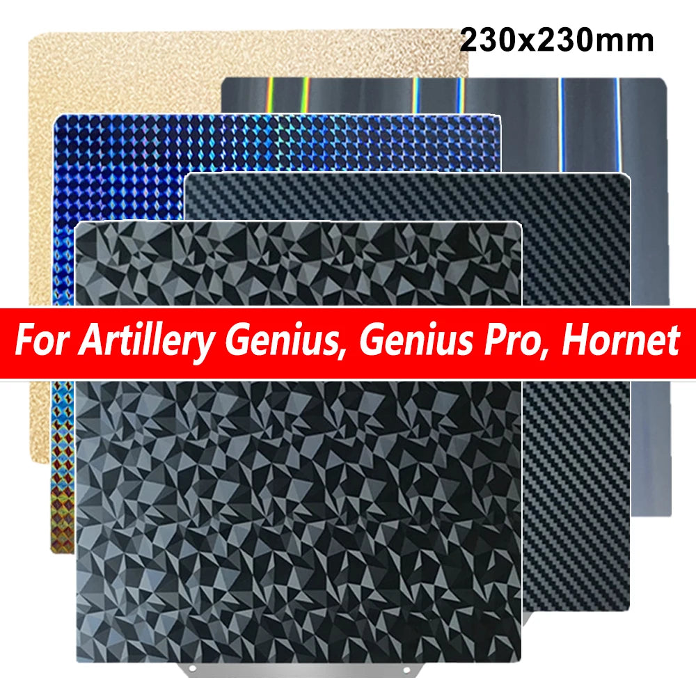 230x230mm for Artillery Gneius, Genius Pro, Hornet PEI Plate Heat Bed Accessories Flexible PEI Sheet for Anycubic Kobra 2