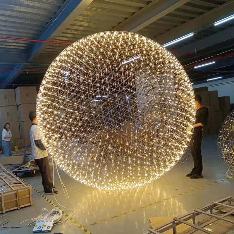 Modern Brief Loft Spark Ball LED Pendant Lighting Fixture Firework Stainless Steel  Remote Control Dimming 110-240V Accessories