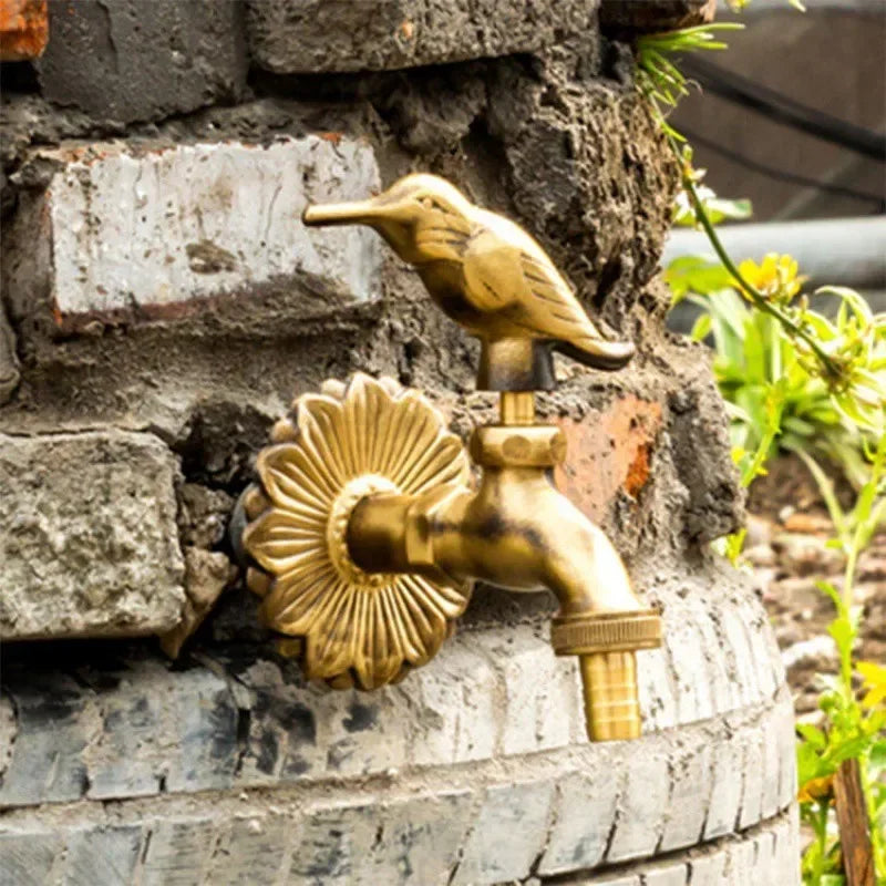 Bathroom Garden Faucet Antique Brass Kindergarden Wall Mount Animal Cold Water Faucet Basin Faucet