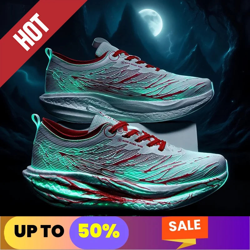 Fluorescence Running Shoes CarbonBoard Marathon Men Sports Breathable Women's Comfortable Athletic Sneakers Soft Wear Resistant