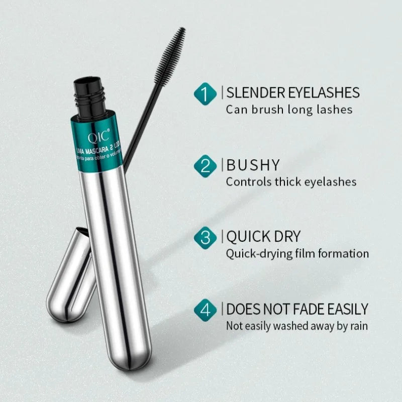 2 in 1 Dual Effect Black Waterproof Mascara 4D Lash Lengthening Thickening Curling Eye Lasting Fast Dry Mascara Makeup Cosmetics