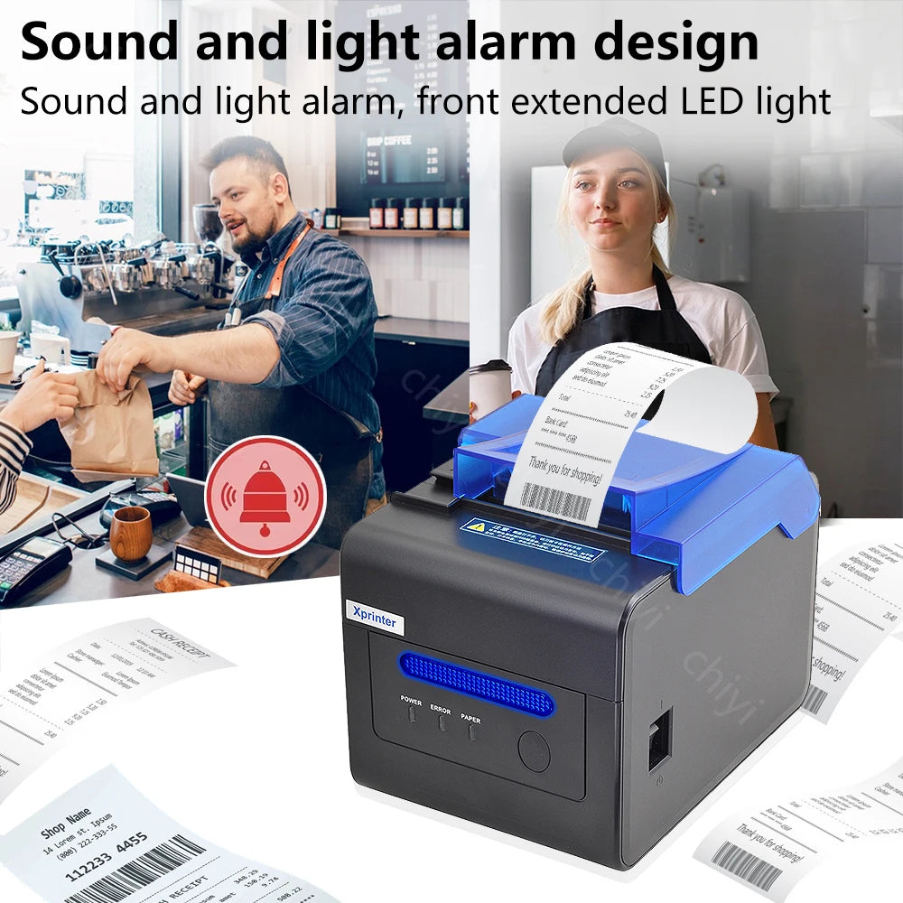 Xprinter C300H USB+LAN+Serial Receipt Printer 80mm POS Printer With Alarm and Sound With Cutter POS Printer Kitchen Printer