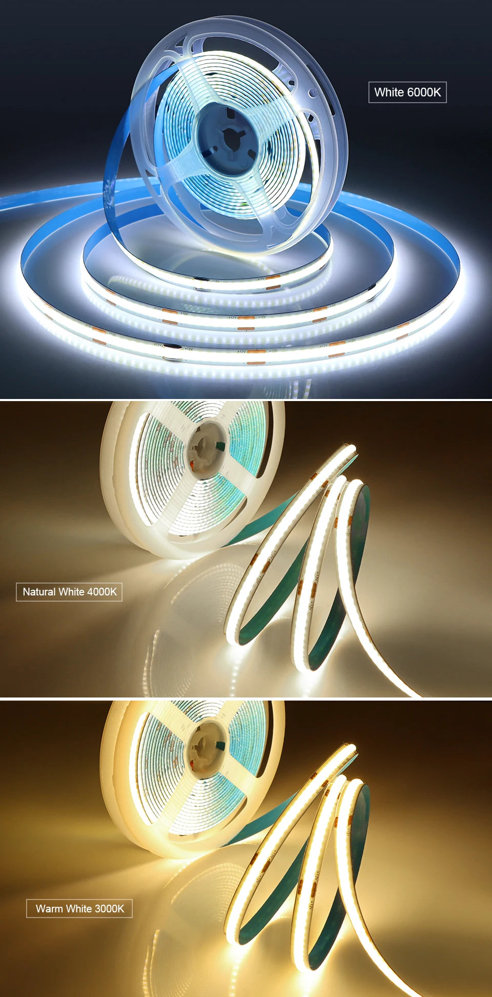 DC12V DuPont LED Light Cob Strips 1m -5m with 2M Cable Wire Under Cabinet Light for Centralized Control Lamp Kitchen Lighting