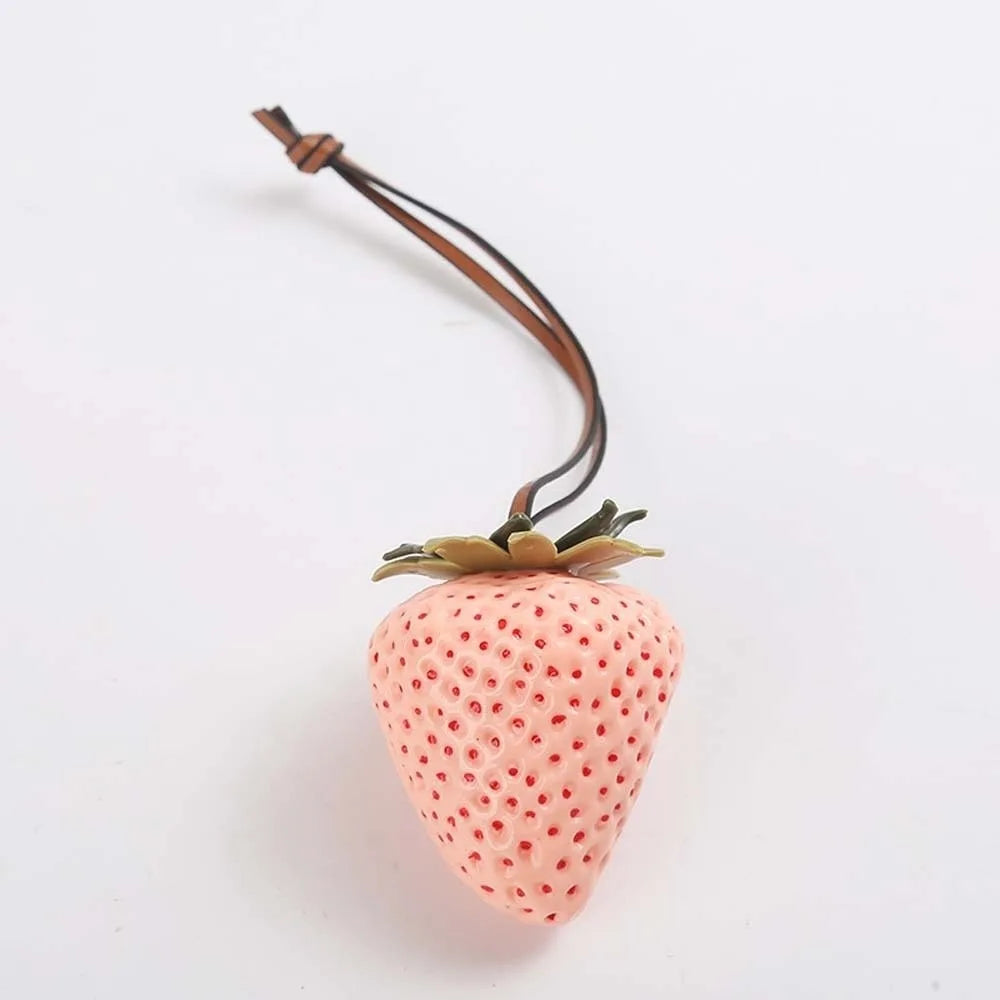 Funny Waterproof Strawberry Key Ring Elegant Alloy Versatile Bag Charm Handmade Vivid Red Resin Fruit Pendant Girls