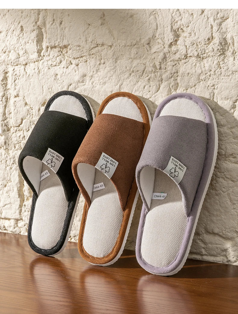 Slippers for Men，Non-Slip Soft-Soled Indoor House Slippers for Spring&Summer, All-Season Linen Home Comfortable Slippers