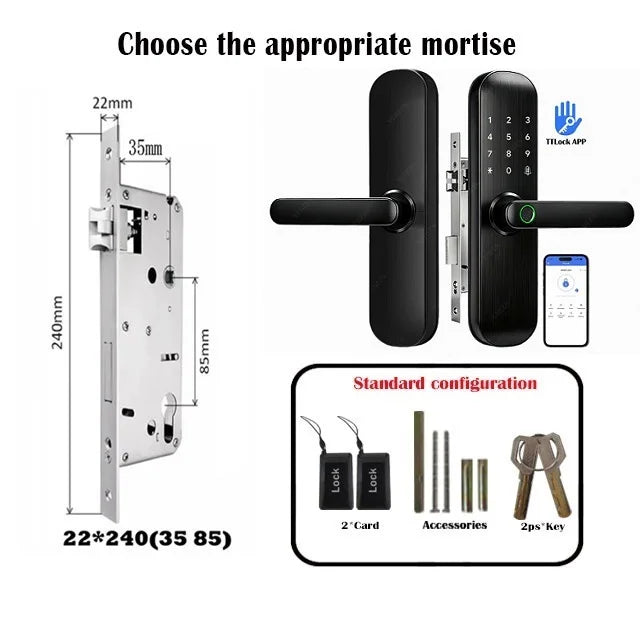 TTLock / Tuya WiFi Smart Fingerprint Door Lock Biometric Digital Lock with RFID Card Password for Hotel Home