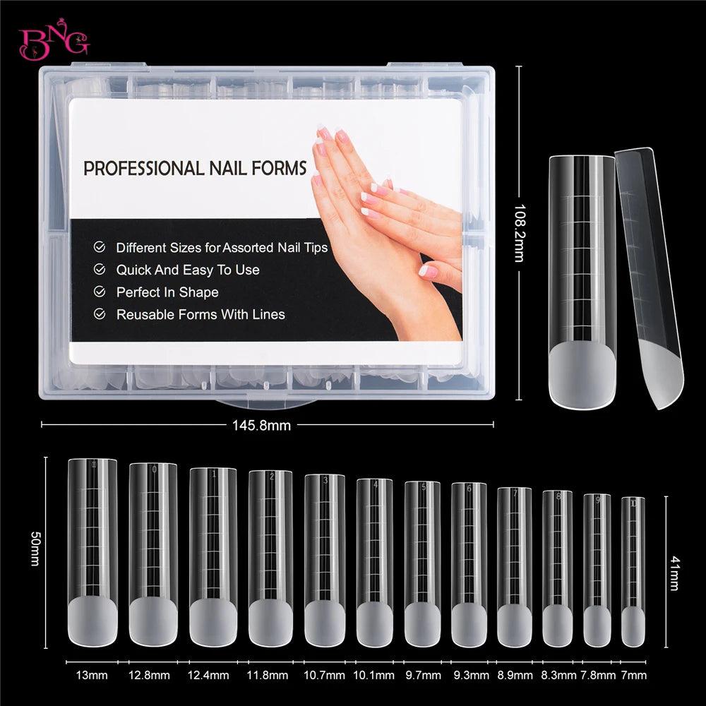 BNG Top Forms for Nails Dual Forms Nails Forms for Extension Full Cover Quick Building Gel Mold Tips Poly Nail Gel Mold