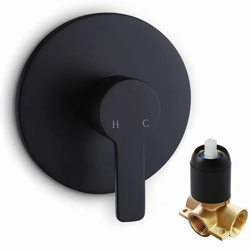 Elegant Black Wall-Mounted Dual Function Shower Faucet with "H" and "C" Labels - Classic Style, Copper Material,