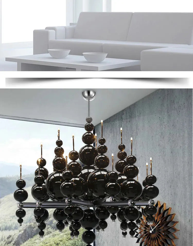 Luxury Living Room Black Chandelier Designer Tears From Moon Chandelier For Ceiling Restaurant Large Dining Table Hanging Lamp