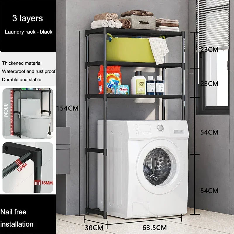 Washing Machine Shelf Multilayer Perforation-Free Shelf Space-saving Above The Toilet Toilet Storage Racks Floor Standing Holder