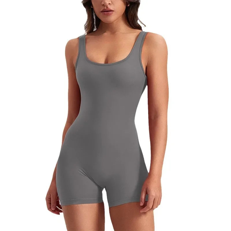 Women's Slim Fit One-Piece Shorts  Workout Jumpsuits Spring/Summer  Hip Lifting Backless Yoga Sports Clothing Sexy Design