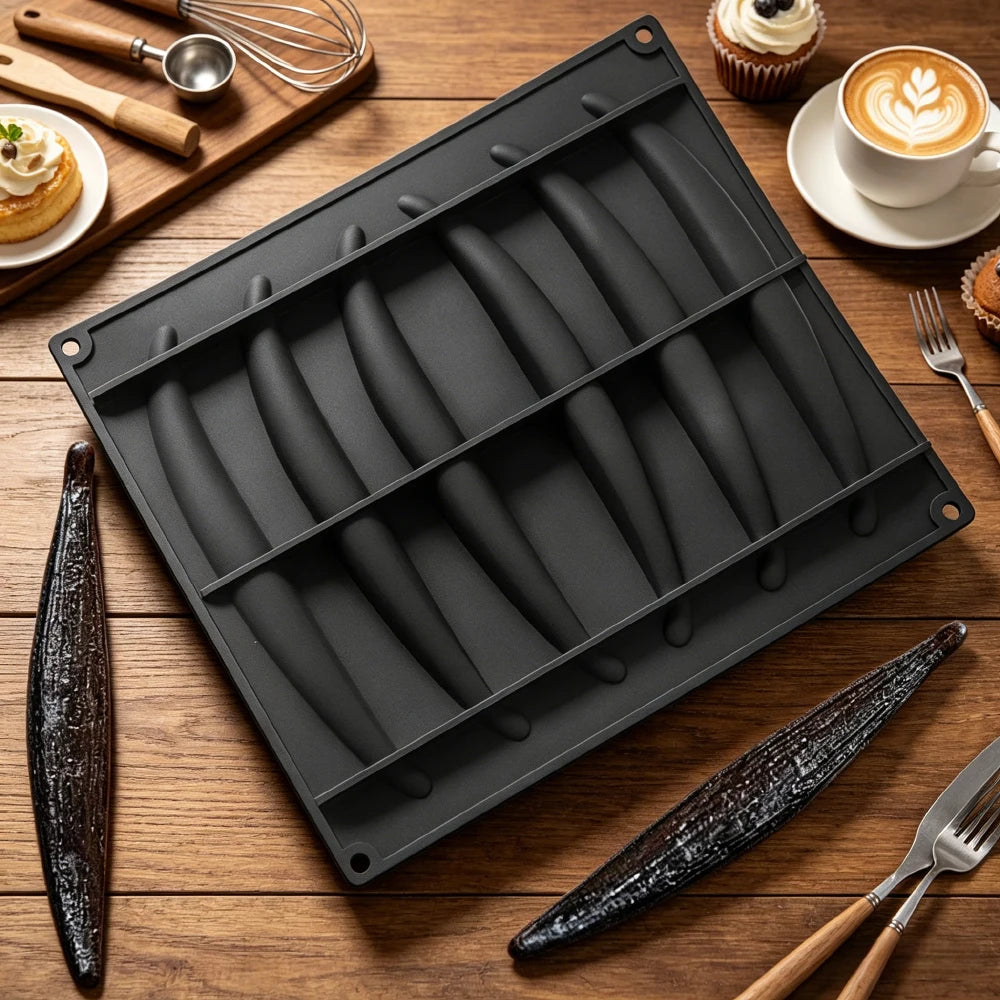1 or 6 or 10-Cell Vanilla Pod Design Chocolate Mold Dessert Baking Tools Kitchen Silicone Bakeware Food Grade Cake Mould
