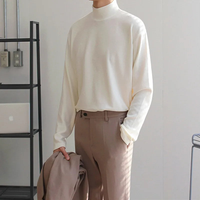 Men's Thermal Turtleneck Shirt Fleece Lined Long Sleeve Warm Pullover Loose Fit Casual Knit Top Winter Base Layer