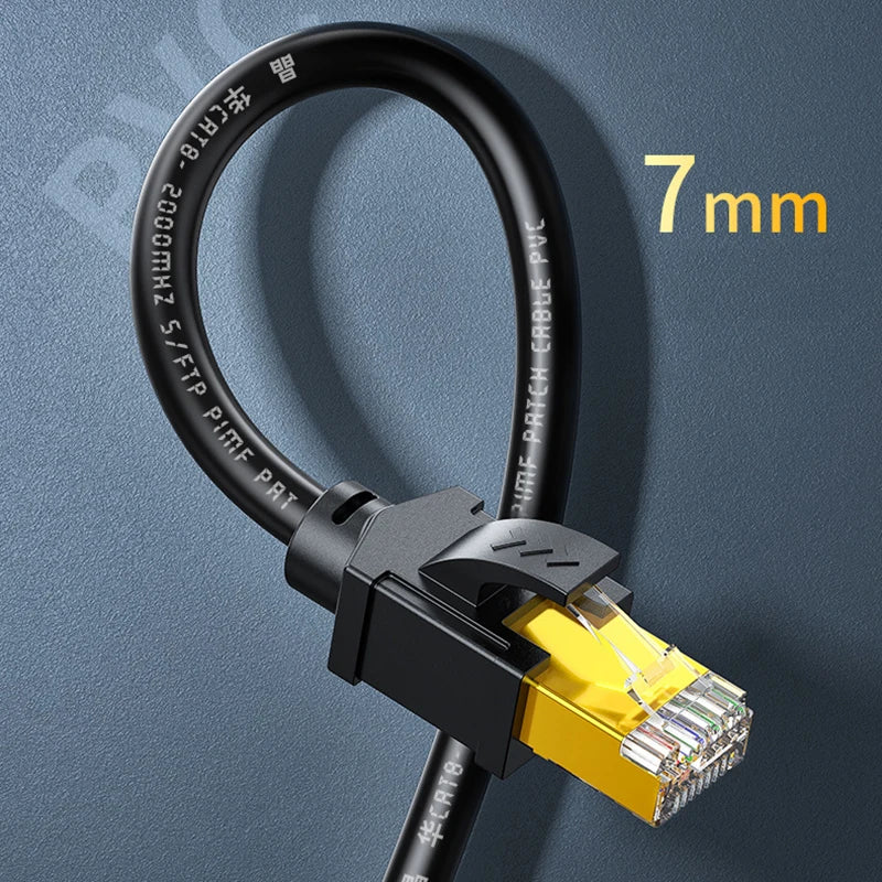 CAT8 Network Cable 40Gbps Ethernet Wire Double Shield 26AWG Thicker Pure Copper Jumper Line RJ45 Broardband PC Computer Lan Cord