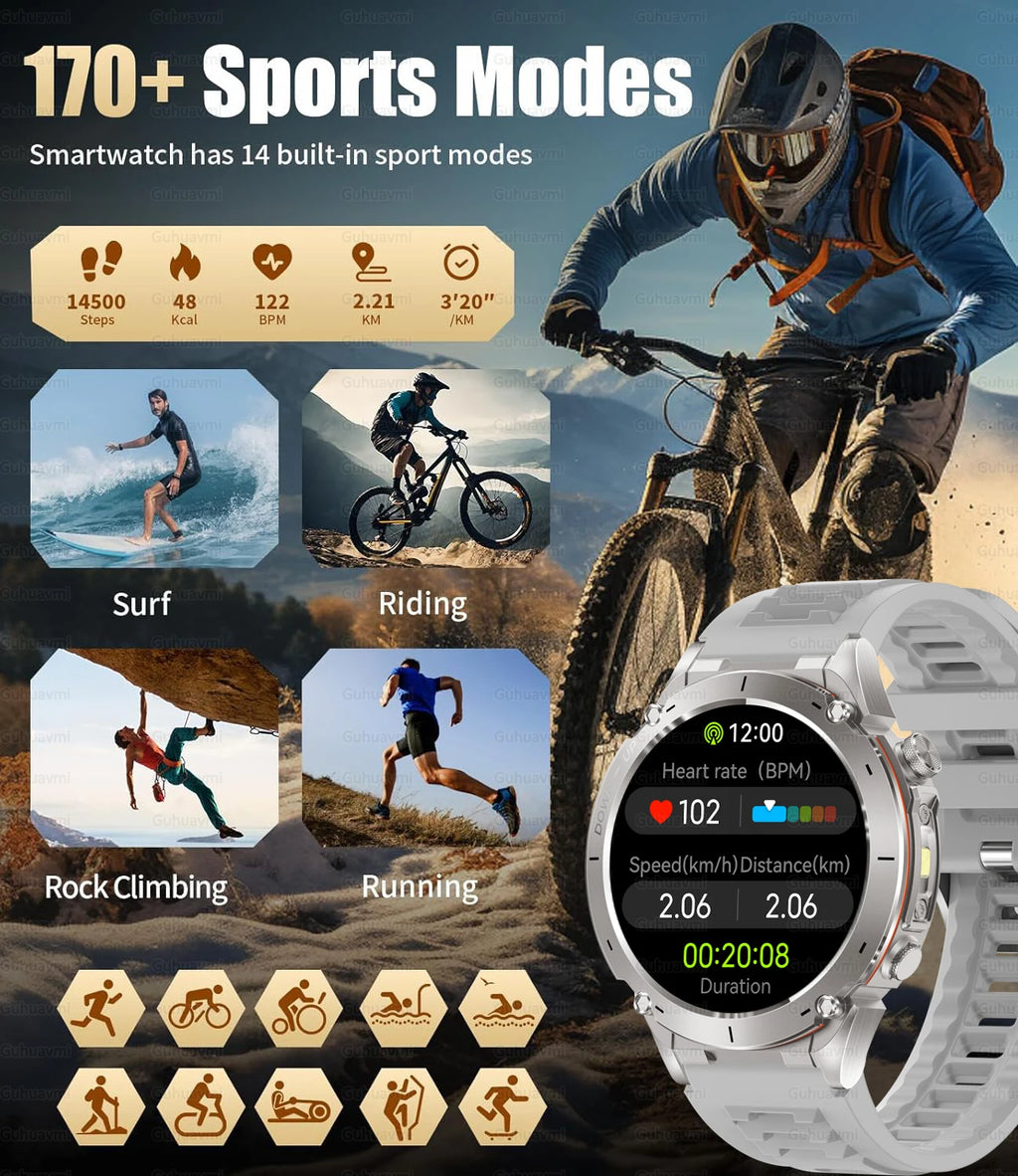 2026 New GPS Smart Watches 10 ATM Waterproof Built-in Dual-band GNSS Compass Military Sport Men SWIM Smartwatch For Android IOS