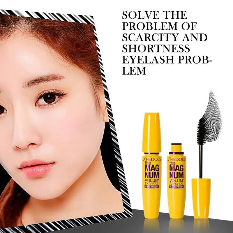 4D Black Mascara Thickening,Lengthening,Curling,Waterproof Liquid Fiber Mascara Long-Lasting Natural Eyelash Enhance Cosmetics